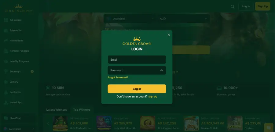 Golden Crown Casino login